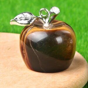Natural Tiger Eye Stone Small Apple Ornament - NEW - 0.78 in L x 0.62 in W 2cm